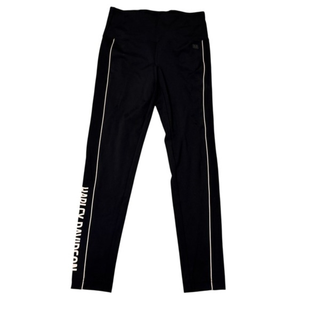 Harley Davidson Size M Activewear Leggings Black White Track Stripe Logo NWT